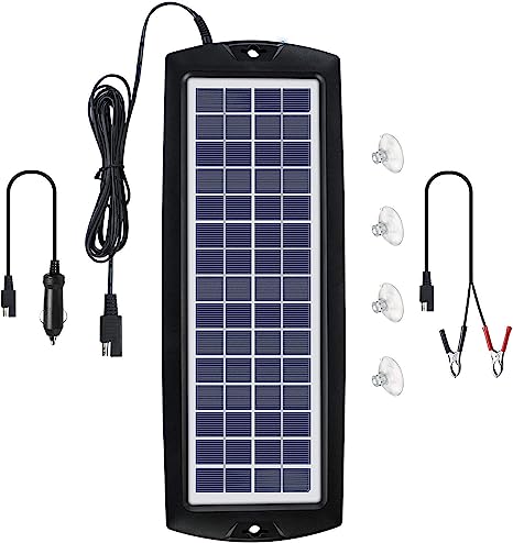 Sunway Solar Car Battery Trickle Charger & Maintainer 12V Solar Panel Power Kit Portable Backup for Car Automotive RV Marine Boat Motorcycle Truck Trailer Tractor Powersports Snowmobile Farm Equipment
