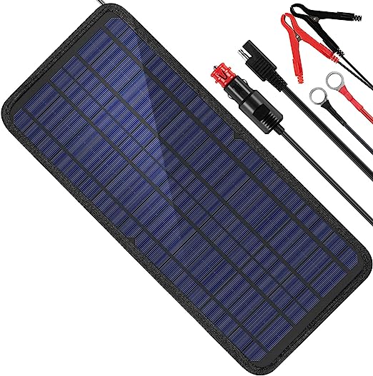 MOOLSUN 12 Volt 12v Solar Battery Charger, 10W Solar Car Battery Charger, Solar Trickle Charger, Solar Panel Battery Maintainer, Power Kit Portable Backup for Automotive, Motorcycle, Boat, Marine, RV