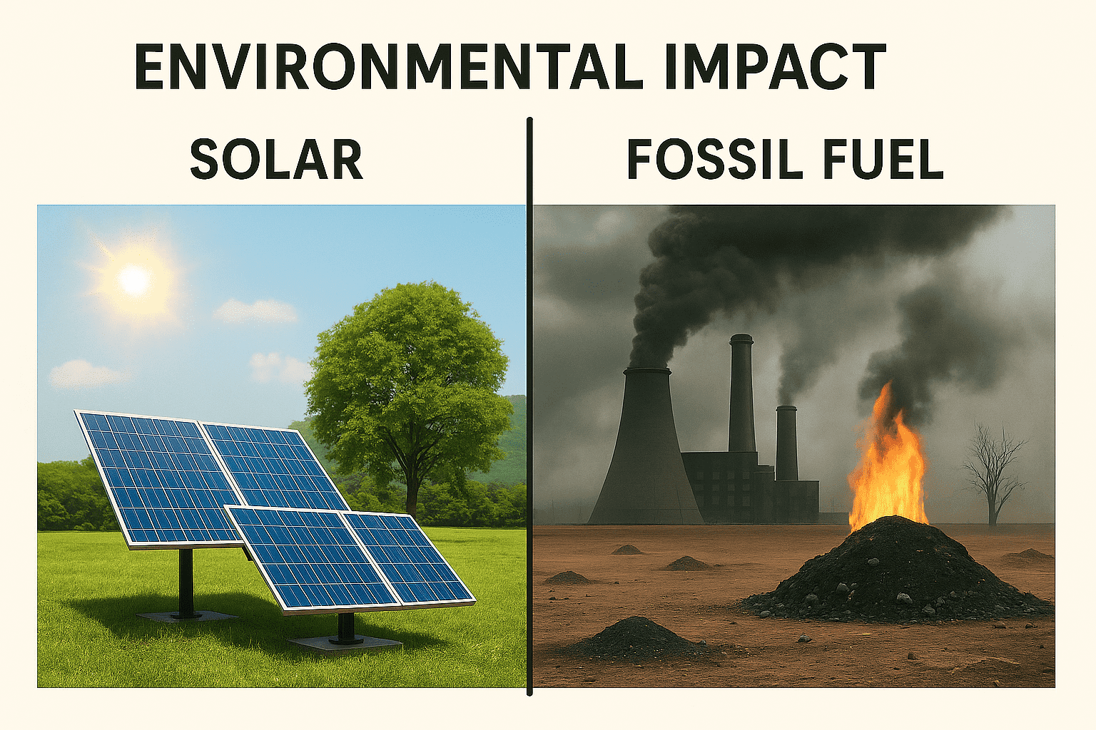 environmental impact of solar and fossil